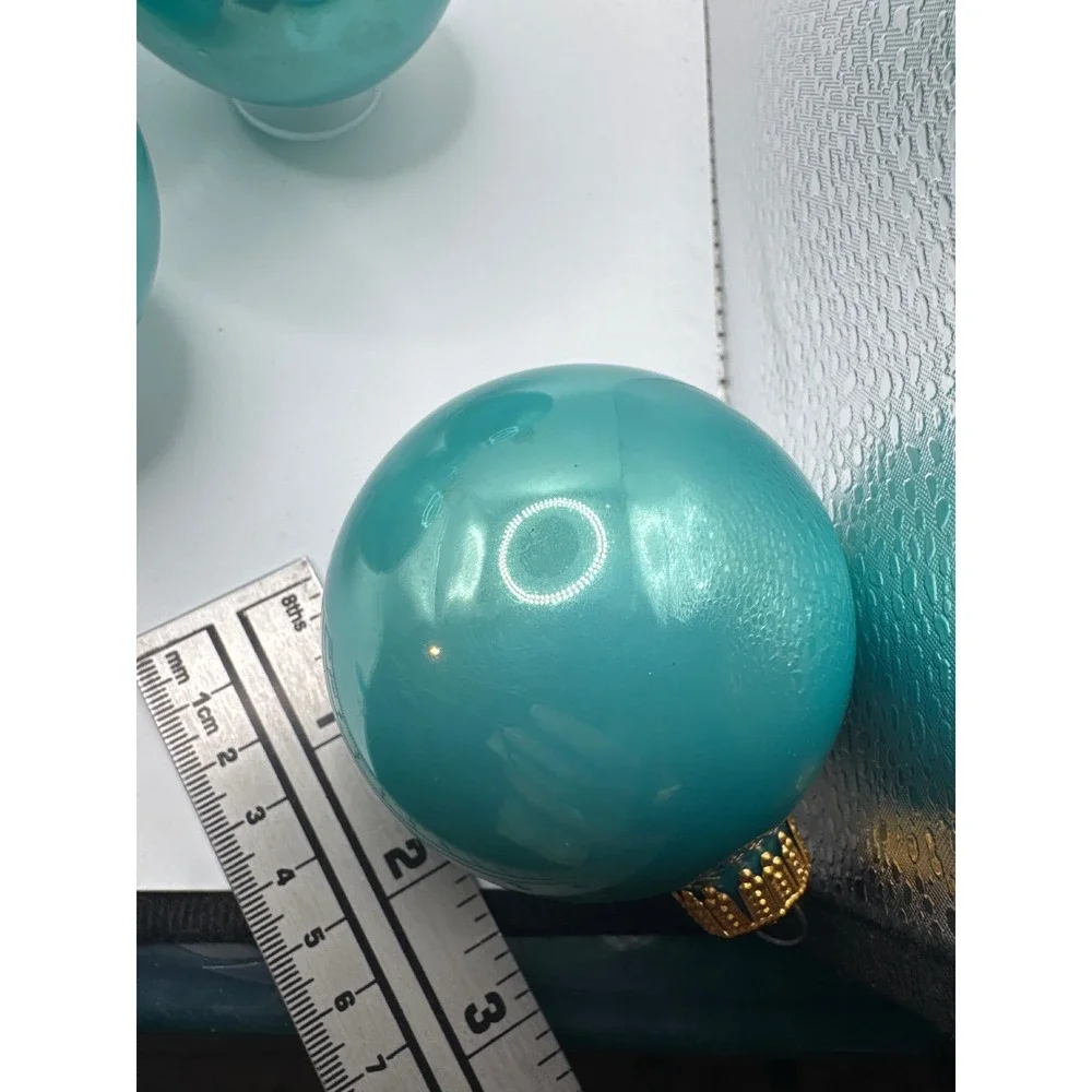 Vintage West Germany Glass Christmas Ornaments Robin Egg Blue Teal Set of 5